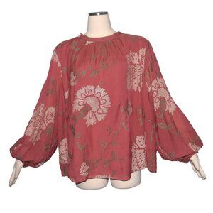Payal Pratap Anthropologie Rhododendron Blouse Embroidered Floral Balloon Sleeve